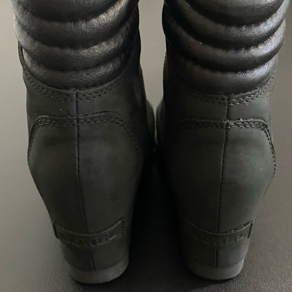 Sorel Conquest Wedge Heel Boots Lace Up Waterproof Leather Combat Hiking Black - Picture 8 of 13